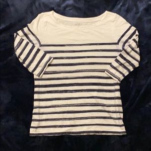 White and blue striped Loft shirt